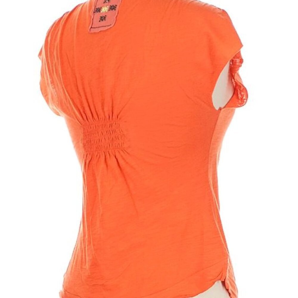Free People Vintage Y2K Orange Embroidered Shirt Top Size Medium - Picture 8 of 11